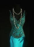 Vintage Prom Dresses 90s Formal Mermaid V Neck Silk Satin With Beadings Long Party Gowns Prom Dresses HZ0311