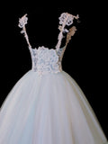 Modest Prom Dress Aesthetic Ball Gowns Off The Shoulder Tulle Blue Style Impress Long Prom Dresses Party Formal Gown HZ0311
