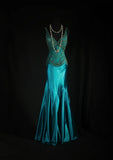 Vintage Prom Dresses 90s Formal Mermaid V Neck Silk Satin With Beadings Long Party Gowns Prom Dresses HZ0311