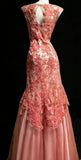 Sexy Mermaid Bateau Neck Coral Tulle Sleeveless For Women Long Prom Dresses Senior High School 21st Birthday Outfits HZ0311