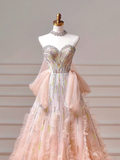 Sparkly Prom Dresses Aesthetic Ball Gown Sweetheart Ombre Pink With Beads Feathers Inspo Impress Long Party Formal Gown For Teenagers High Schools HZ0311