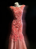 Sexy Mermaid Bateau Neck Coral Tulle Sleeveless For Women Long Prom Dresses Senior High School 21st Birthday Outfits HZ0311