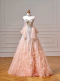 Sparkly Prom Dresses Aesthetic Ball Gown Sweetheart Ombre Pink With Beads Feathers Inspo Impress Long Party Formal Gown For Teenagers High Schools HZ0311