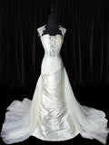 Vintage Mermaid Strapless Satin Tulle Wedding Gowns Bohemian Style for Bride With Lace Fitted Petite Plus Size Bridal Dress HZ0311