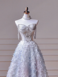 Sparkly Prom Dresses Aesthetic Ball Gown Sweetheart Light Sky Blue With Beads Inspo Impress Long Party Formal Gown For Teenagers High Schools HZ0311