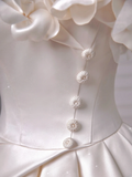 Timeless Wedding Dresses Ball Gown Off The Shoulder Satin Ruffles Brides Dress Style For Brides With Pleated Corset Fitted Long Bridal Gowns HZ0311