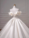Timeless Wedding Dresses Ball Gown Off The Shoulder Satin Ruffles Brides Dress Style For Brides With Pleated Corset Fitted Long Bridal Gowns HZ0311
