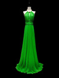 Modest A line Halter Green Chiffon Pleated Chiffon Backless Long Evening Dresses Inspo Senior Night Dance Prom Dress HZ0311