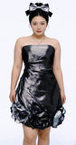 Vintage Sheath Strapless Grey Taffeta Hoco Gowns Short Birthday Dress Homecoming Dresses Hoco Gown HZ0311