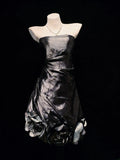 Vintage Sheath Strapless Grey Taffeta Hoco Gowns Short Birthday Dress Homecoming Dresses Hoco Gown HZ0311