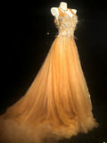 Retro Classy Ball Gown Sweetheart Orange Tulle Sleeveless For Women Long Prom Dresses Senior High School 21st Birthday Outfits HZ0311