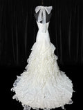 Timeless Long Wedding Gowns 70s Ideas Classy Halter Dresses Mermaid Bohemian Style for Bride With Fitted Pleated Tiered Bridal Gown HZ0311