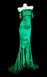 Retro Classy Mermaid Strapless Dark Green Satin Sleeveless For Women Long Prom Dresses Senior High School Birthday Outfits HZ0311