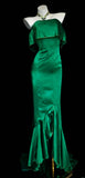 Retro Classy Mermaid Strapless Dark Green Satin Sleeveless For Women Long Prom Dresses Senior High School Birthday Outfits HZ0311