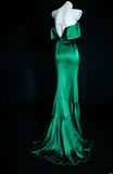 Retro Classy Mermaid Strapless Dark Green Satin Sleeveless For Women Long Prom Dresses Senior High School Birthday Outfits HZ0311