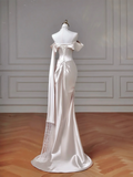 Timeless Wedding Dresses Mermaid Off The Shoulder Light Pink Satin Pleated Brides Dress Style For Brides With Corset Fitted Bridal Gowns HZ0311