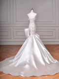 Timeless Wedding Dresses Mermaid Strapless White Sleeveless Lace Brides Dress Style For Brides With Corset Fitted Bridal Gowns HZ0311