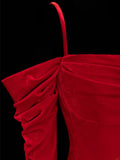 Simple Formal Mermaid Off The Shoulder Red With Slit Ruched Style Impress Long Prom Dresses Party Gowns HZ0311