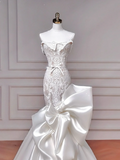 Timeless Wedding Dresses Mermaid Strapless White Sleeveless Lace Brides Dress Style For Brides With Corset Fitted Bridal Gowns HZ0311