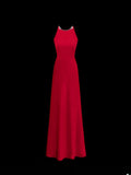 Simple Formal A Line Scoop Red With Beads Style Impress Long Prom Dresses Party Gowns HZ0311