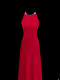 Simple Formal A Line Scoop Red With Beads Style Impress Long Prom Dresses Party Gowns HZ0311
