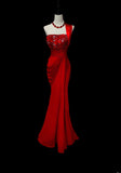 Classic Mermaid One Shoulder Red Chiffon Ruffles Long Prom Dresses High School Senior Graduation Dance Evening Outfits HZ0311