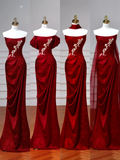 Sexy Senior Prom Dresses High Schools Inspiration Mermaid Strapless Burgundy Satin Semi Formal Grad Long Prom Dresses HZ0311