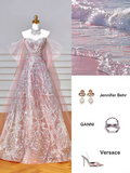 Glitter A line High Neck Pink Sequins Long Formal Fancy Prom Evening Dress Dinner Outfits Party Gowns For Teens HZ0311