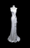 Modest Mermaid Spaghetti Strap White Chiffon Long Evening Dresses Inspo Senior Night Dance Prom Dress HZ0311