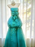 Cute Ball Gown Strapless Green Sleeveless With Beaded Bodice Tulle Long Quinceanera Dresses Sweet 15 16 Birthday Outfits HZ0311