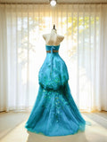Cute Ball Gown Strapless Green Sleeveless With Beaded Bodice Tulle Long Quinceanera Dresses Sweet 15 16 Birthday Outfits HZ0311