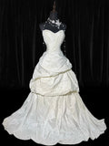 Vintage Long Wedding Gowns 1960s Dresses Princess Ball Gown Strapless Style for Bride With Pleated Ruffles Train White Bridal Dress HZ0311