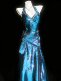 Classy Mermaid Halter Blue Taffeta With Beaded Bodice Sleeveless Long Prom Dresses Inspo For Senior Teens Birthday Outfits HZ0311
