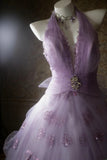 Cute Ball Gown Halter Lilac Sleeveless With Beaded Bodice Tulle Long Quinceanera Dresses Sweet 15 16 Birthday Outfits HZ0311