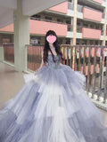 Cute Ball Gown Strapless Sleeveless With Beaded Bodice Tulle Long Quinceanera Dresses Sweet 15 16 Birthday Outfits HZ0311