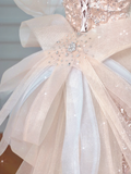 Sparkly Mermaid Sweetheart Sequins Blush Pink With Sleeves Long Formal Prom Dresses Night Outfits Party Gowns HZ0311