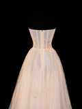 Ball Gowns Prom Dress Aesthetic Strapless Champagne With Lace Style Impress Long Prom Dresses Party Formal Gowns HZ0311