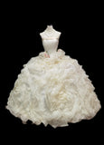 Unique Ball Gown Strapless Layered Tiered Tulle With Beads Long Prom Quinceanera Dresses Sweet 15 16 Birthday Gown HZ0311