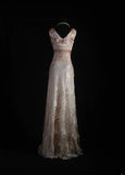 Women's Cocktail Party Gowns 90s A line V Neck Lace With Beads Long Graduation Dinner Outfits Prom Dresses HZ0311