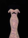 Modest Prom Dresses Aesthetic Mermaid Sweetheart Inspiration Sequin Style Impress With Pleated Long Party Formal Gown HZ0311