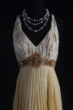 Women's Cocktail Party Gowns 80s A line V Neck Chiffon Pleated With Beads Long Graduation Dinner Outfits Prom Dresses HZ0311