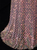 Classy Formal A Line Spaghetti Strap Pink Sequins Style Impress Long Prom Dresses Party Gowns HZ0311