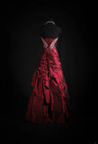 Vintage Ball Gowns Strapless Burgundy Wine Red Dark Satin Party Dress With Beads 1950s Retro Classy Birthday Dinner Long Prom Dresses HZ0311