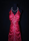 Charming Mermaid Halter Hot Pink Satin Sleeveless Long Prom Dresses Party Formal Gowns HZ0311