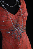 Vintage 1950s Formal Mermaid V Neck Pink Chiffon With Silver Beadings Sleeveless Long Prom Dresses Party Formal Gowns HZ0311