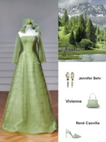 Fairy-tale Ball Gown Strapless Green Tulle With Cape Long Formal Fancy Beaded Prom Evening Dress Dinner Outfits Party Gowns HZ0311