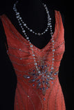Vintage 1950s Formal Mermaid V Neck Pink Chiffon With Silver Beadings Sleeveless Long Prom Dresses Party Formal Gowns HZ0311
