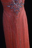 Vintage 1950s Formal Mermaid V Neck Pink Chiffon With Silver Beadings Sleeveless Long Prom Dresses Party Formal Gowns HZ0311