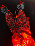 Modest Mermaid V Neck Red Satin Black Lace Sleeveless Long Evening Dresses Inspo Senior Night Dance Prom Dress HZ0311