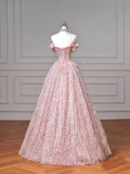 Fairy-tale Ball Gown Strapless Pink Tulle With Gems Long Formal Fancy Beaded Prom Evening Dress Dinner Outfits Party Gowns HZ0311